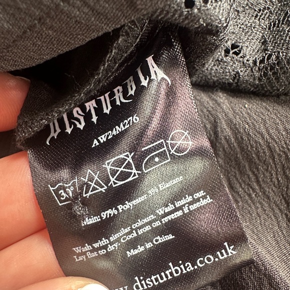 NWT Disturbia Dark Romance Floral Lace Puff Sleeve Cottagecore Goth Midi Dress 6 - Picture 8 of 8